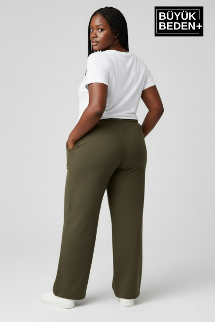 Kadın Büyük Beden BROOKLYN Baskılı Rahat Kesim Paça Reçme İnce Eşofman Altı SPR26EAK952-2