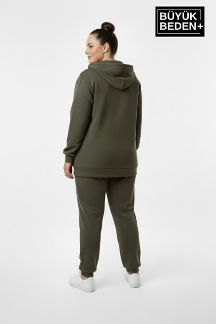 Kadın Büyük Beden Fermuarlı Kapüşonlu New York Baskılı Sweatshirt Hırka SPR26BHR923