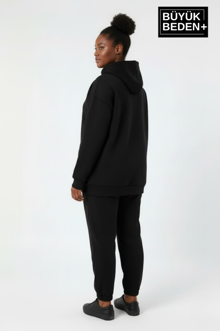 Kadın Büyük Beden Kapüşonlu El yazılı Brooklyn Baskılı Rahat Kalıp Sweatshirt SPR26BSWK958