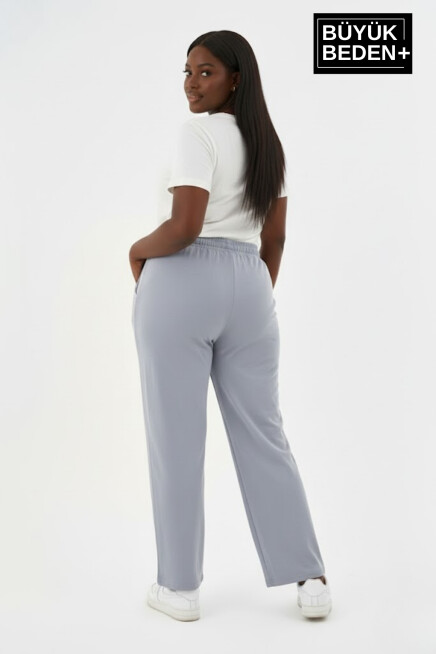 Kadın Büyük Beden New York Baskılı Rahat Kesim Paça Reçme ince Eşofman Altı SPR26EAk952-5