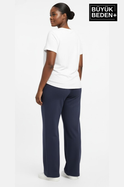 Kadın Büyük Beden New York Baskılı Rahat Kesim Paça Reçme ince Eşofman Altı SPR26EAk952-5