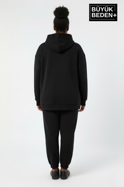 Kadın Büyük Beden Rahat Kalıp Hoodie -Unified Baskılı Kapüşonlu Sweatshirt SPR26BSWK968