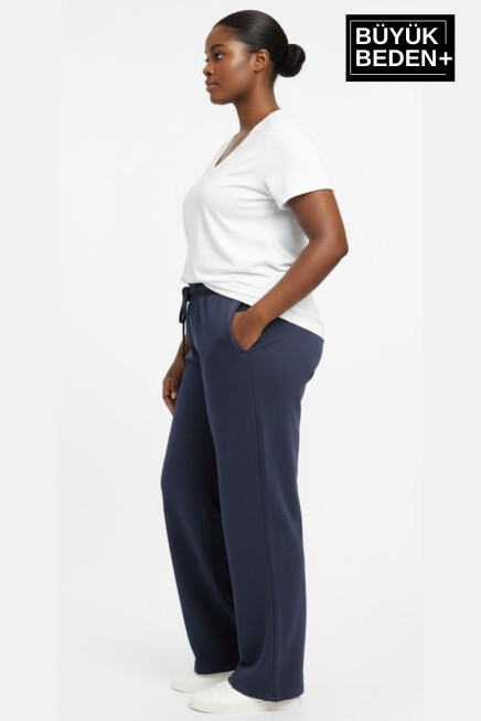 Kadın Büyük Beden Rahat Kesim Paça Reçmeli İnce Eşofman Altı SPR26EAK952