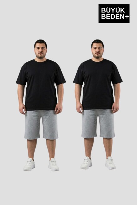 Büyük Beden Erkek 2’li Kapri Şort Rahat Kalıp Seti 3XL-6XL  SPR26BSR591+2