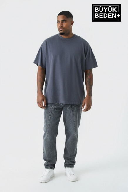 Büyük Beden Erkek Basic Tişört – Pamuklu Düz T-Shirt 3XL-6XL SPR26BTS10