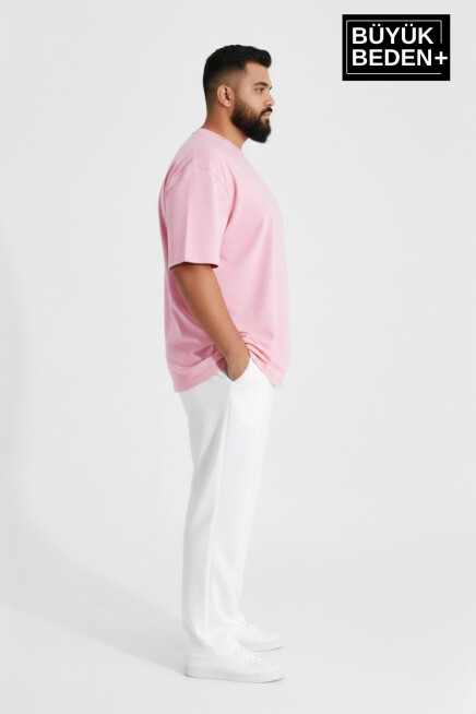 Büyük Beden Erkek Basic Tişört – Pamuklu Düz T-Shirt 3XL-6XL SPR26BTS10