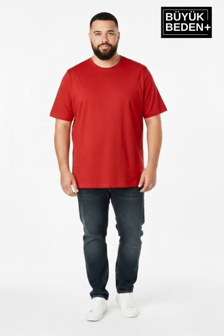 Büyük Beden Erkek Basic Tişört – Pamuklu Düz T-Shirt 3XL-6XL SPR26BTS10