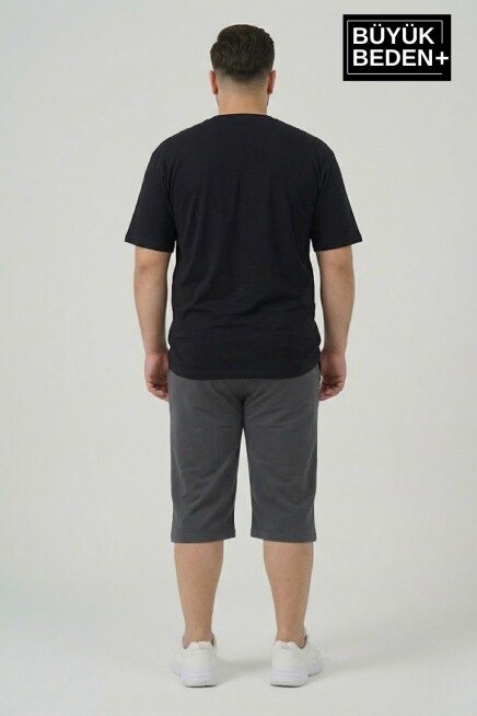 Büyük Beden Erkek Kapri Şort Brooklyn Baskılı Rahat Kalıp 3XL-6XL SPR26BSR591-02
