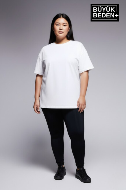 Büyük Beden Kadın Basic Tişört – Pamuklu Düz T-Shirt 3XL-6XL SPR26BTSK10