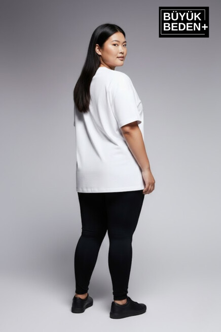 Büyük Beden Kadın Basic Tişört – Pamuklu Düz T-Shirt 3XL-6XL SPR26BTSK10