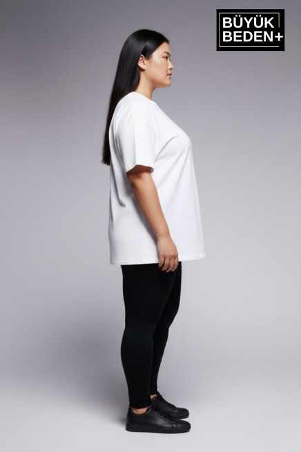 Büyük Beden Kadın Basic Tişört – Pamuklu Düz T-Shirt 3XL-6XL SPR26BTSK10