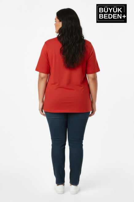 Büyük Beden Kadın Basic Tişört – Pamuklu Düz T-Shirt 3XL-6XL SPR26BTSK10