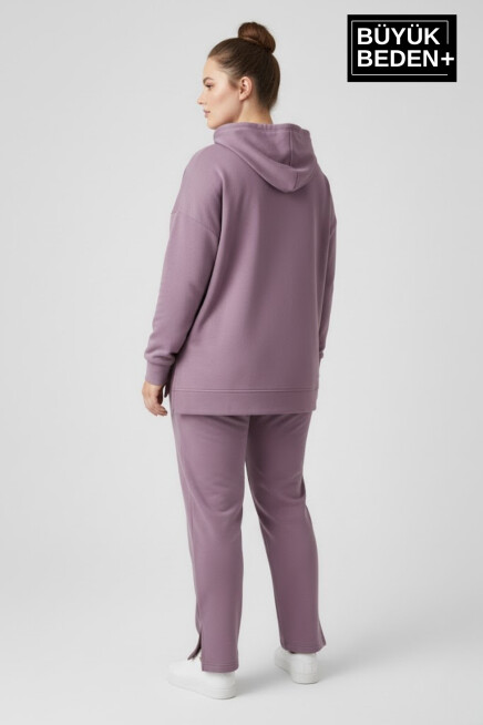 Büyük Beden Kapşonlu A Baskılı Tunik ince Sweatshırt  SPR26BTK991-3