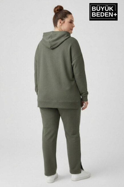 Büyük Beden Kapşonlu M Baskılı Tunik ince Sweatshırt  SPR26BTK991-4