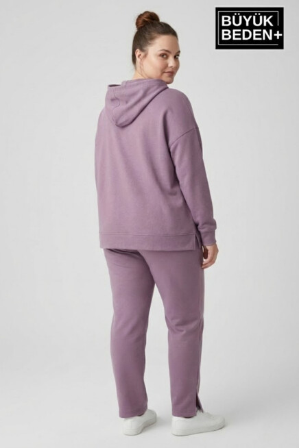 Büyük Beden Kapşonlu M Baskılı Tunik ince Sweatshırt  SPR26BTK991-4