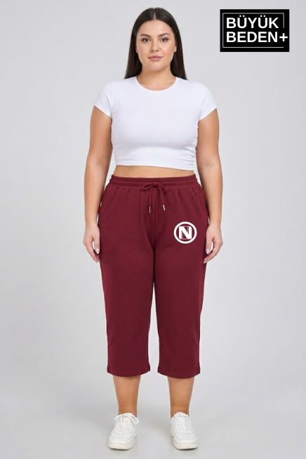 Büyük Beden N Baskılı Kadın Şort Kapri Rahat Kalıp Cepli Bağcıklı 3XL-6XL SPR26BSRK591-19