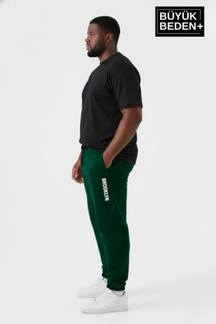 Erkek Büyük Beden BROOKLYN Baskılı Paça Lastikli Rahat Kesim Jogger İnce Eşofman Altı  SPR26BEA951-2