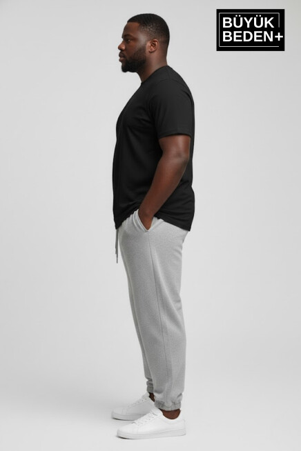 Erkek Büyük Beden BROOKLYN Baskılı Paça Lastikli Rahat Kesim Jogger İnce Eşofman Altı  SPR26BEA951-2