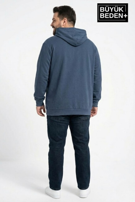 Erkek Büyük Beden İnce Kapşonlu M Baskılı Swatshırt SPR26BSW957-13