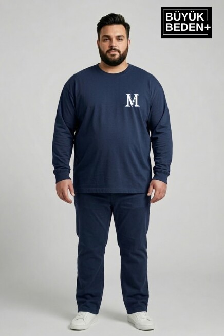 Erkek Büyük Beden M Baskılı 2 İplik Bisiklet Yaka Tişört SPR26BTS942-13