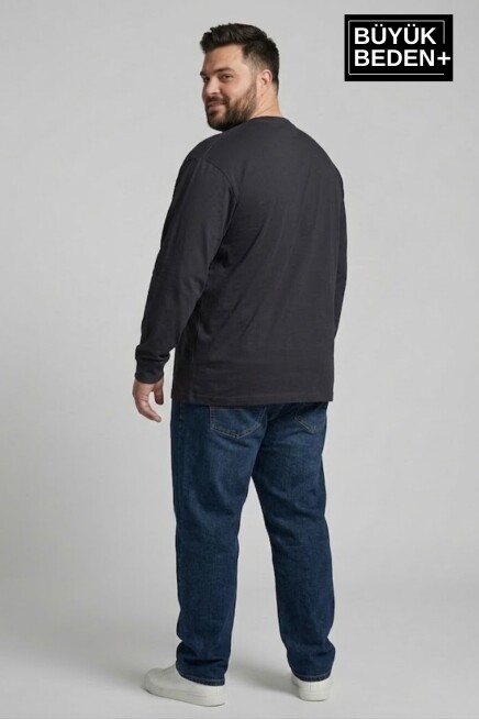 Erkek Büyük Beden Milano İtalia Baskılı 2 İplik Bisiklet Yaka Tişört SPR26BTS942-9