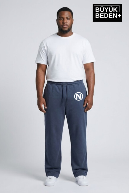 Erkek Büyük Beden N Logo Baskılı Rahat Kesim Paça Reçme ince  Eşofman Altı SPR26EA952-4