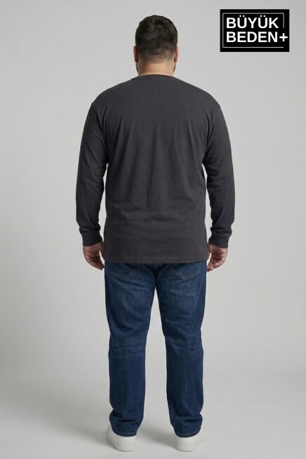 Erkek Büyük Beden New York Baskılı 2 İplik Bisiklet Yaka Tişört SPR26BTS942-5