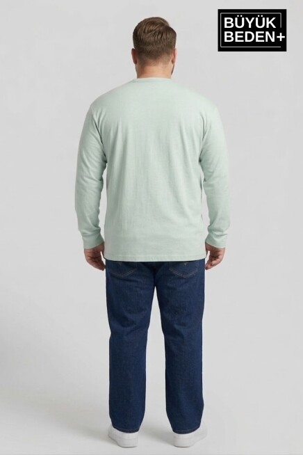 Erkek Büyük Beden New York Baskılı 2 İplik Bisiklet Yaka Tişört SPR26BTS942-5