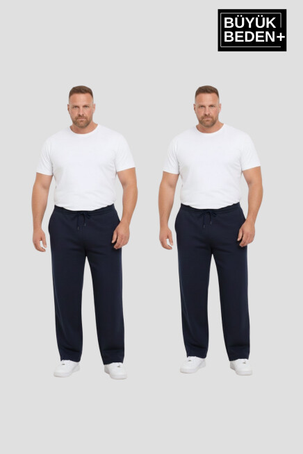 Erkek Büyük Beden Paça Reçme İnce Eşofman Altı 2’li Set – Rahat Kalıp SPR26BEA952+2