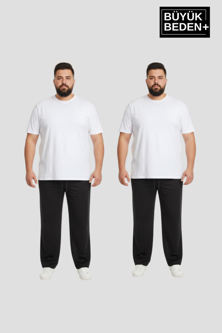 Erkek Büyük Beden Paça Reçme İnce Eşofman Altı 2’li Set – Rahat Kalıp SPR26BEA952+2