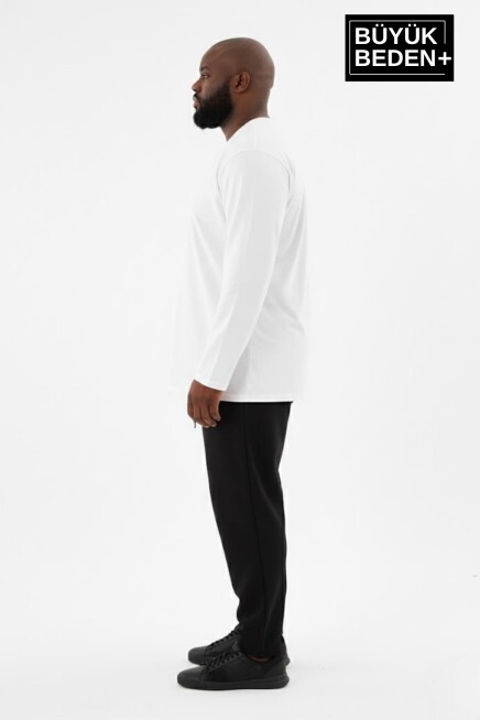 Erkek Büyük Beden Uzun Kollu 2 İplik Bisiklet Yaka Tişört SPR26BTS942
