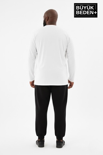 Erkek Büyük Beden Uzun Kollu 2 İplik Bisiklet Yaka Tişört SPR26BTS942