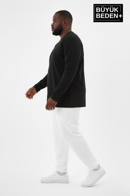Erkek Büyük Beden Uzun Kollu 2 İplik Bisiklet Yaka Tişört SPR26BTS942