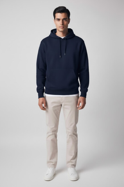 Erkek Kapşonlu Rahat Kalıp İçi Polarlı 3 iplik Kalın SweatShırt spr25sw55