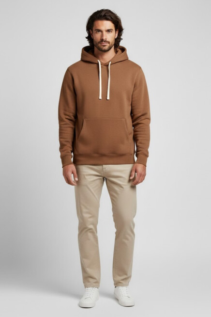 Erkek Kapşonlu Rahat Kalıp İçi Polarlı 3 iplik Kalın SweatShırt spr25sw55