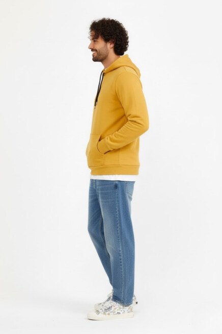 Erkek Kapşonlu Rahat Kalıp İçi Polarlı 3 iplik Kalın SweatShırt spr25sw55