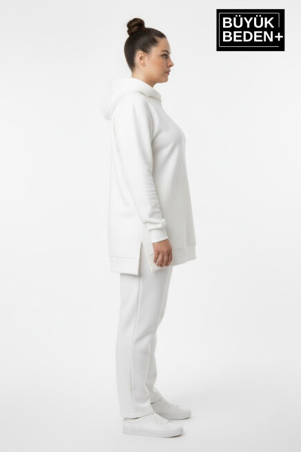 Kadın Büyük Beden 2 li Set Kapşonlu Tunik ince Sweatshırt  SPR26BTK991+2