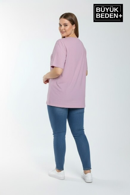 Kadın Büyük Beden A Baskılı 3xl-6xl Bisiklet Yaka Tshırt SPR26BTSK510-12