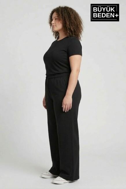 Kadın Büyük Beden Bol Paça  Yüksek Bel Lastikli Salaş Eşofman Altı SPR26BEA988