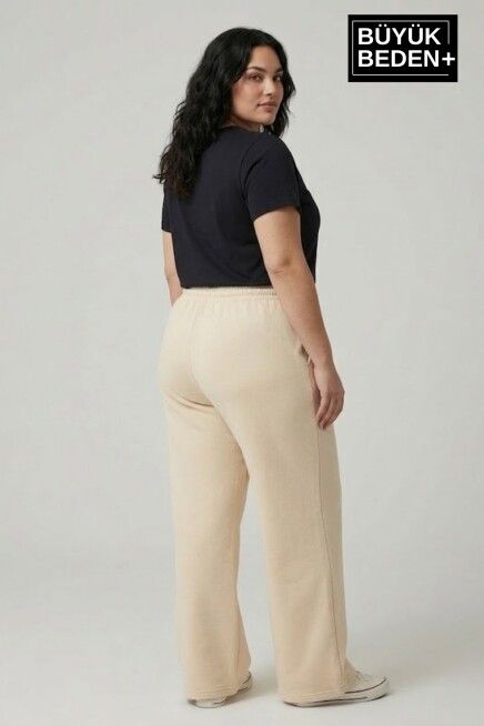 Kadın Büyük Beden Bol Paça  Yüksek Bel Lastikli Salaş Eşofman Altı SPR26BEA988
