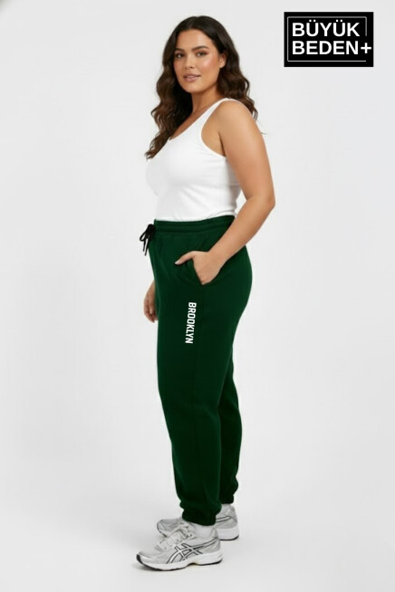 Kadın Büyük Beden BROOKLYN Baskılı Paça Lastikli Rahat Kesim Jogger İnce Eşofman Altı  SPR26BEAK951-2