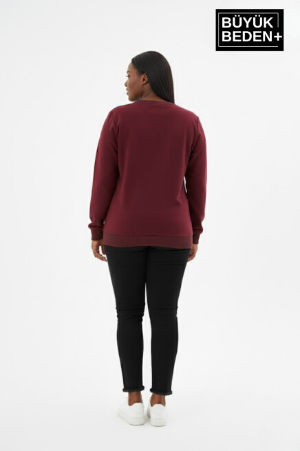 Kadın Büyük Beden CHEF Baskılı Bisilet Yaka Sweatshirt SPR26BSWK956-4