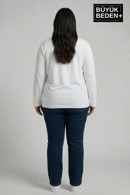 Kadın Büyük Beden Milano İtalia Baskılı 2 İplik Bisiklet Yaka Tişört SPR26BTSK942-9