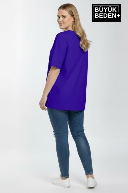 Kadın Büyük Beden Milano İtalia Baskılı 3xl-6xl Bisiklet Yaka Tshırt SPR25BTSK510-09