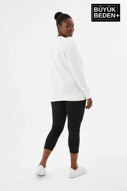 Kadın Büyük Beden MİLANO İTALiA Baskılı Bisiklet Yaka Sweatshirt SPR26BSWK956-9