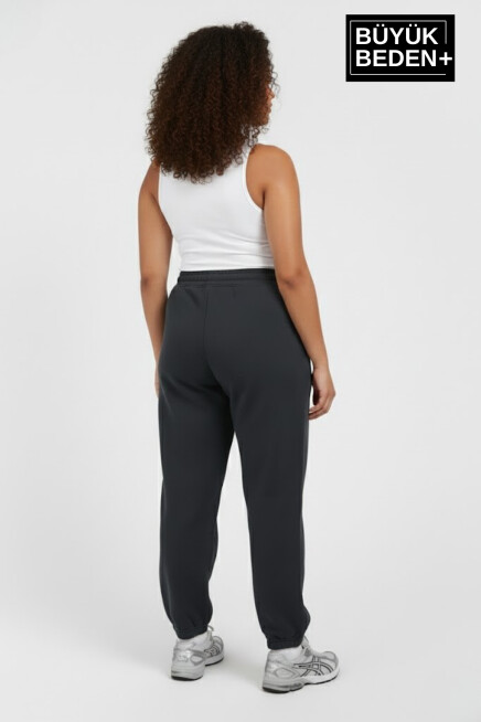 Kadın Büyük Beden N Logolu Paça Lastikli Rahat Kesim Jogger İnce Eşofman Altı SPR26BEAK951-4
