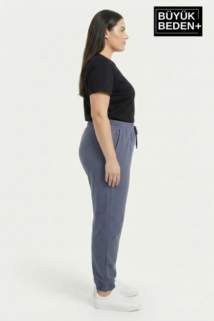 Kadın Büyük Beden N Logolu Paça Lastikli Rahat Kesim Jogger İnce Eşofman Altı SPR26BEAK951-4