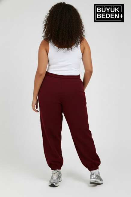 Kadın Büyük Beden New York Paça Lastikli Rahat Kesim Jogger İnce Eşofman Altı SPR26BEAK951-5