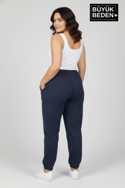 Kadın Büyük Beden New York Paça Lastikli Rahat Kesim Jogger İnce Eşofman Altı SPR26BEAK951-5