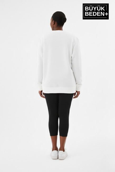 Kadın Büyük Beden Orta Brooklyn Baskılı Bisiklet Yaka Sweatshirt SPR26BSWK956-8